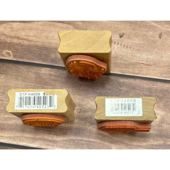 Easter-Themed Rubber Stamps Set Of 3 Canadian Maple Tulip Easter Egg & Basket - Picture 3 of 4